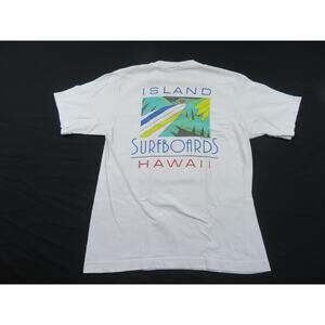 Crazy Shirts Hawaii Islands Surfboards White T-shirt Sz M 1990s